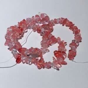 Red Smelting quartz chip beads stripe 01