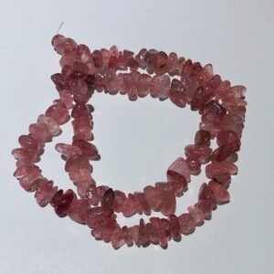 Strawberry quartz chip beads stripe 01